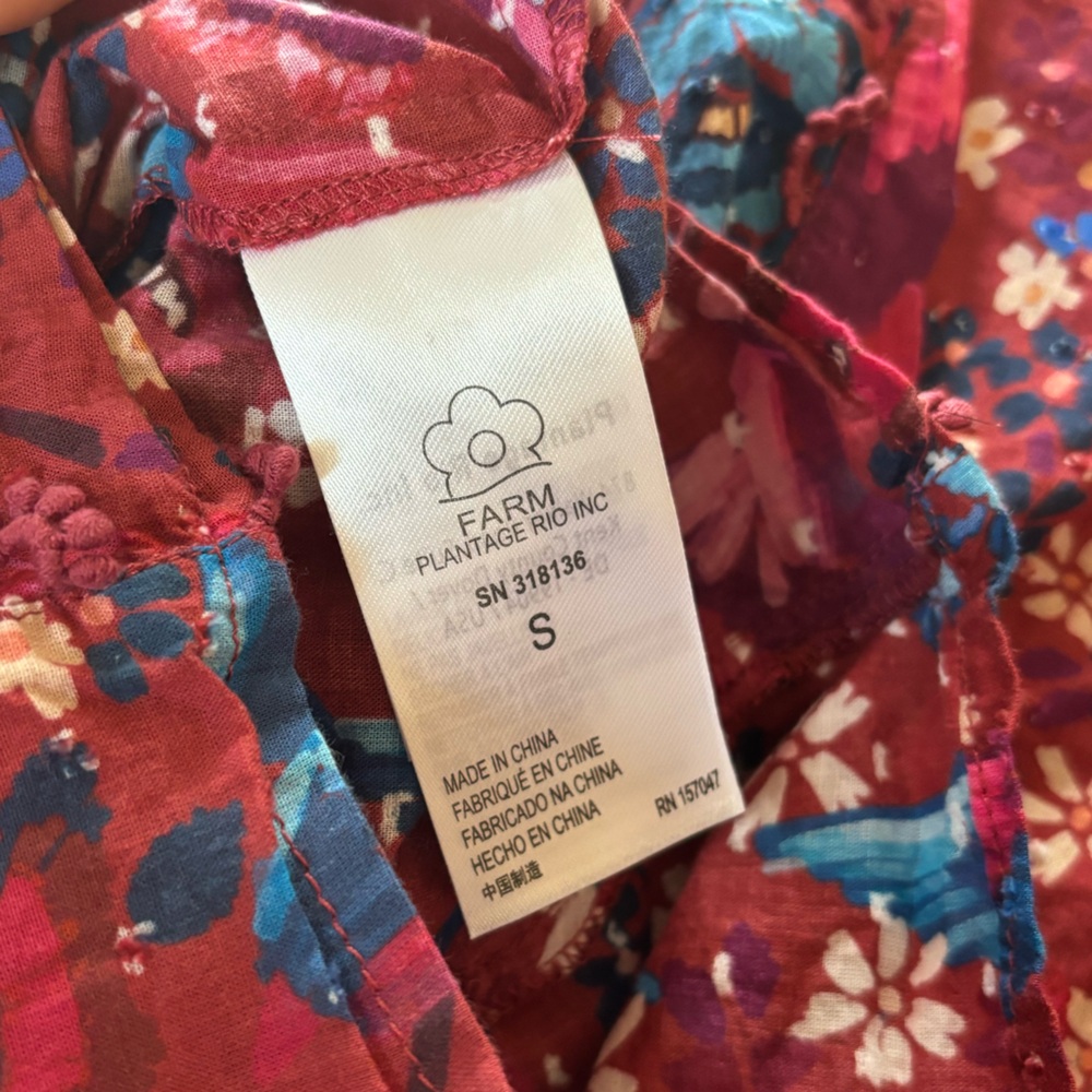 FARM Rio Pink Floral Ruffle Mock-Neck Blouse - Picture 8 of 8